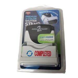 COMPLETED Self Inking Stamp Red Blue 1.63x0.5 Office Shutter Stamp AccuStamp2